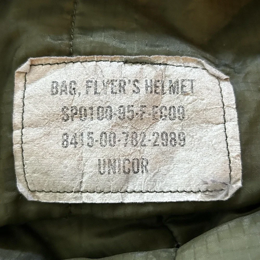US‎ Military Flyers Helmet Bag Vintage 1995 UNICOR 8415-00-782-2989 OD Green USA
